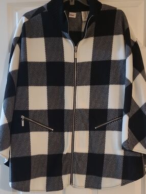 Le Moda Black and White Plaid Cape